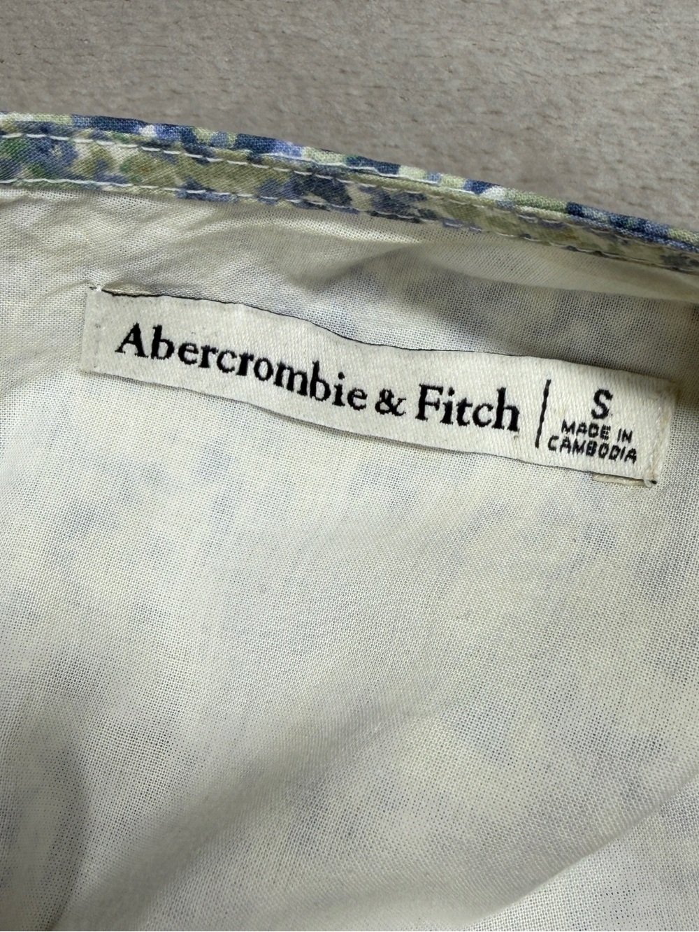Abercrombie & Fitch Floral Short Puff Sleeve Green Blue White Mini Dress Small - Picture 15 of 16